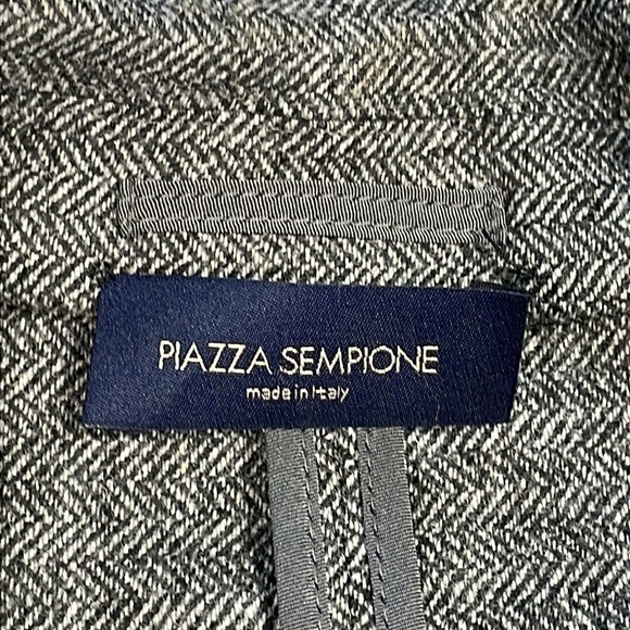 Piazza Sempione Gray Herringbone Wool Jacket Blazer Career Office Sz IT 42 US M - Picture 8 of 10